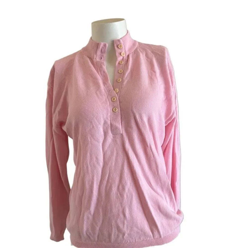 Society baby pastel pink M women’s vintage sweater so soft pullover collared pre